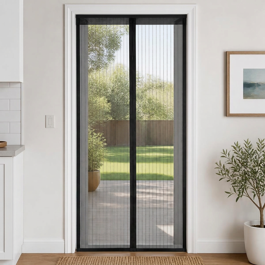 Front view of the BreezeGuard mesh door screen
